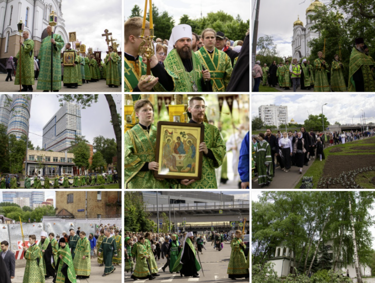 Фоторепортаж с крестного хода Троицкого благочиния и уличного молебна в усадьбе Свиблово